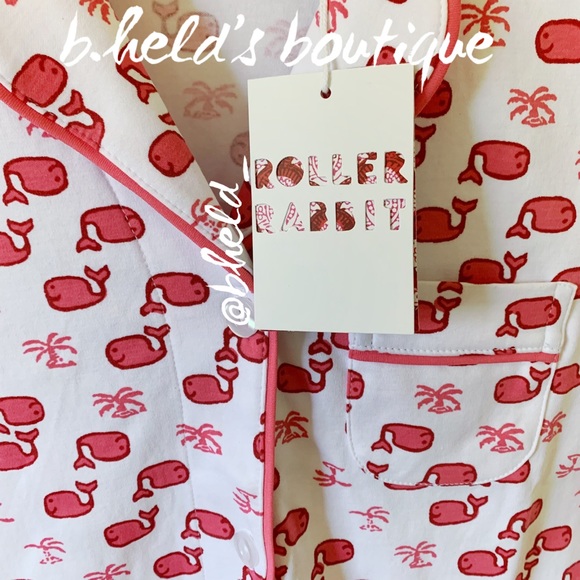 Roller Rabbit Moby The Whale Polo Pajamas in Pink Size X-Small XS Brand New NWT - Picture 3 of 16